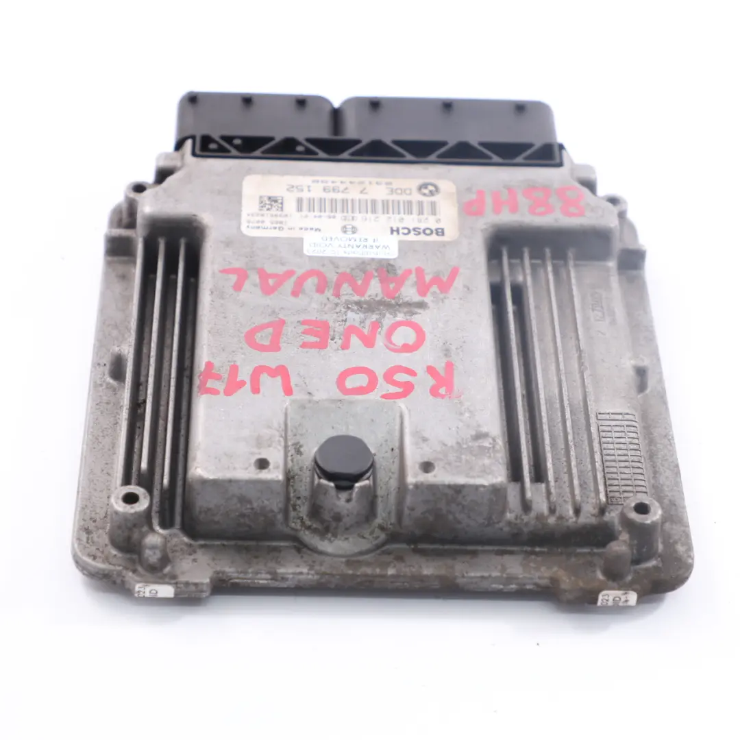 W17 88HP Engine Control Unit ECU DDE Manual to Mini One D R50 Diesel with Part number 7799152 Mini One D R50 Diesel W17 88HP Engine Control Unit ECU DDE Manual - SKU 7799152 - Part number 7799152