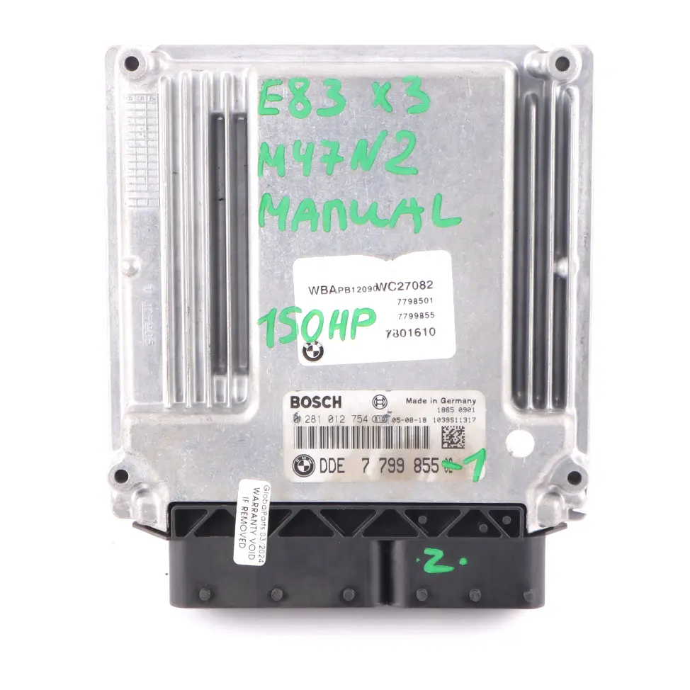 BMW X3 Series E83 M47N2 2.0d 150HP ECU Kit DDE + EWS3 + Key Manual - SKU 7799855-1 - Part number 7799855