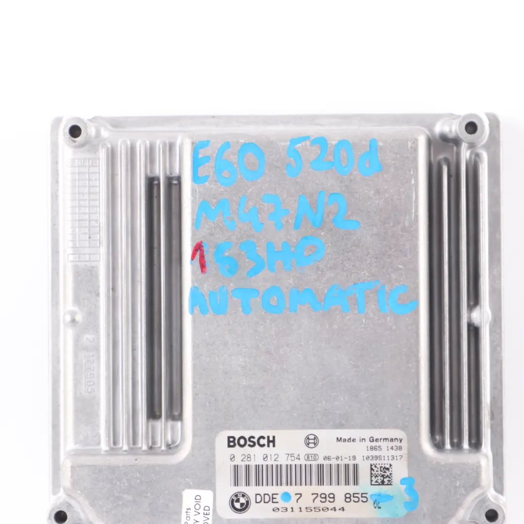 M47N2 Engine Control Unit ECU Kit DDE to BMW E60 E87 E90 120d 320d 520d with Part number 7799855 BMW E60 E87 E90 120d 320d 520d M47N2 Engine Control Unit ECU Kit DDE - SKU 7799855-3 - Part number 7799855