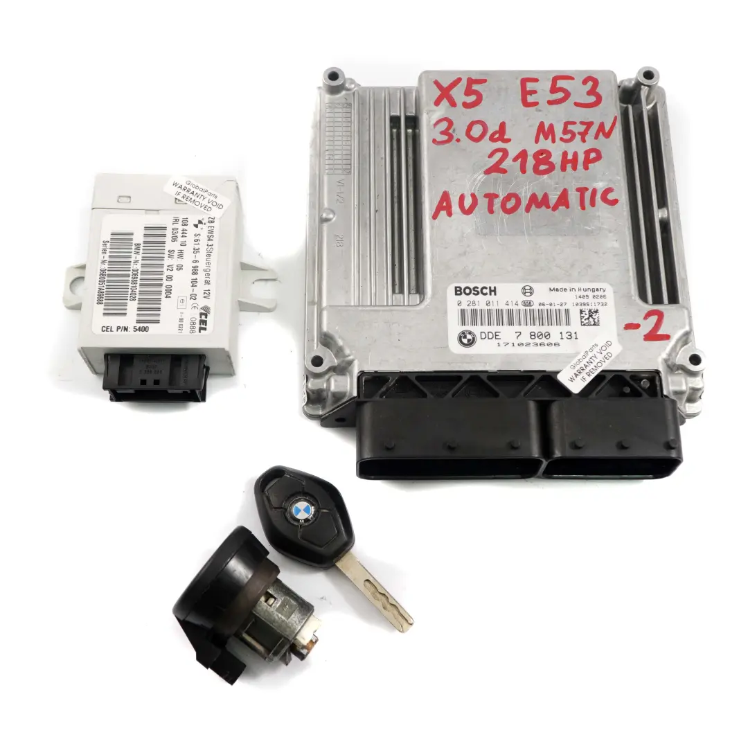 M57N 218HP ECU Kit DDE EWS3 + Llave Automatico para BMW E53 3.0d con número de pieza 7800131 BMW E53 3.0d M57N 218HP ECU Kit DDE EWS3 + Llave Automatico - SKU 7800131-2 - Número de pieza 7800131
