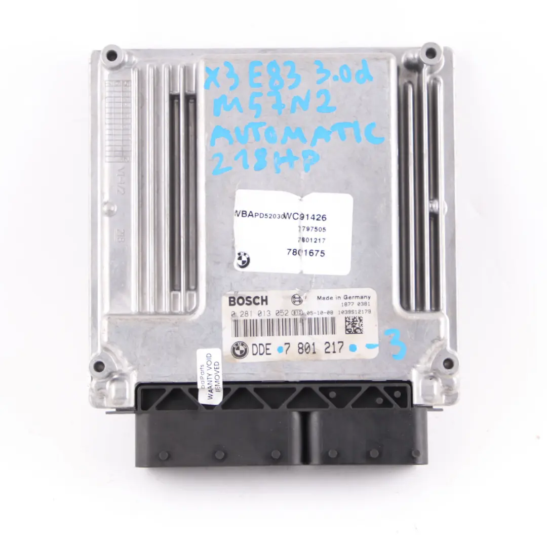 M57N2 218HP ECU Control Unit Kit DME EWS3 Keys Automatic to BMW X3 E83 3.0d with Part number 7801217 BMW X3 E83 3.0d M57N2 218HP ECU Control Unit Kit DME EWS3 Keys Automatic - SKU 7801217-3 - Part number 7801217
