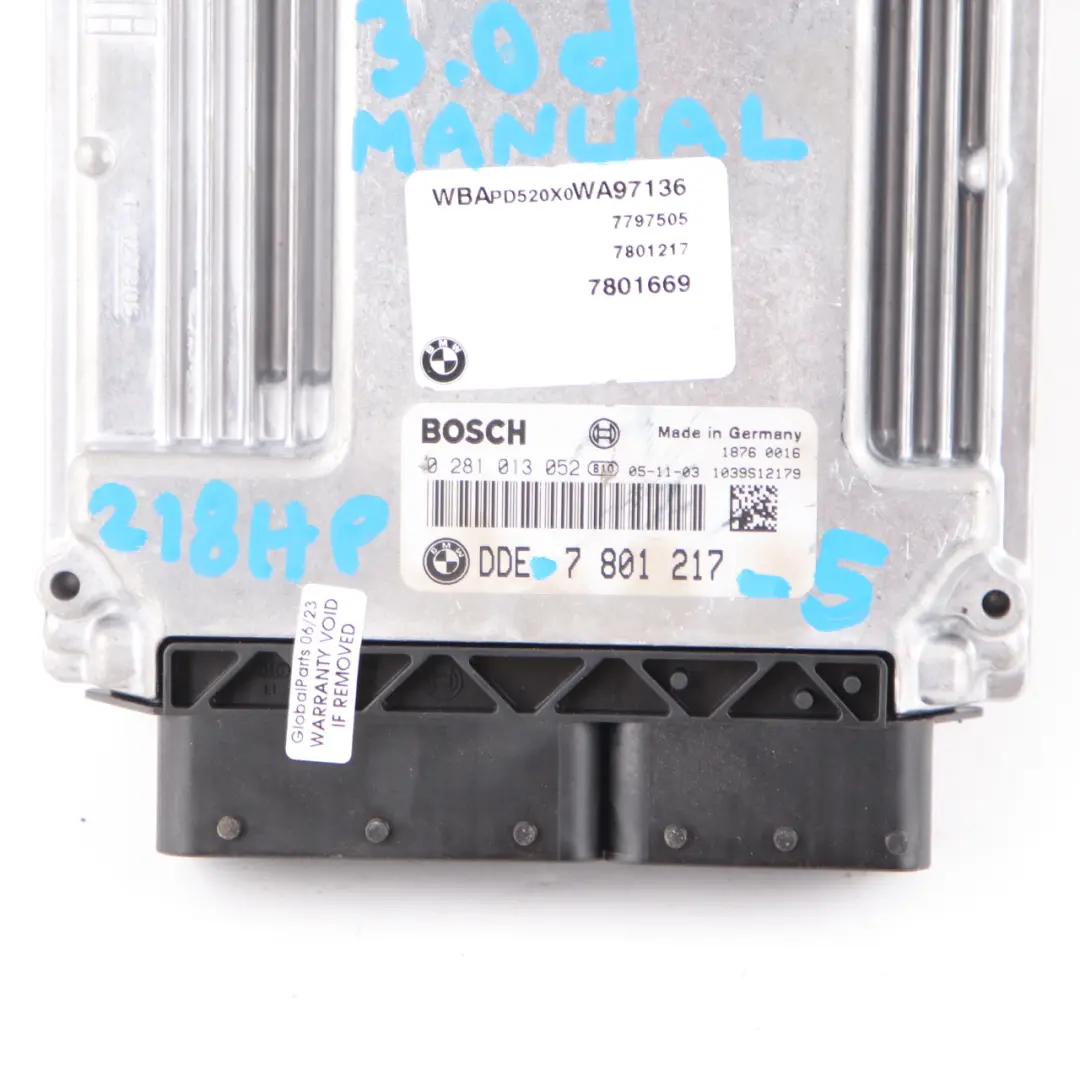 M57N2 218HP ECU Control Unit DME Manual to BMW X3 E83 3.0d with Part number 7801217 BMW X3 E83 3.0d M57N2 218HP ECU Control Unit DME Manual - SKU 7801217-5 - Part number 7801217