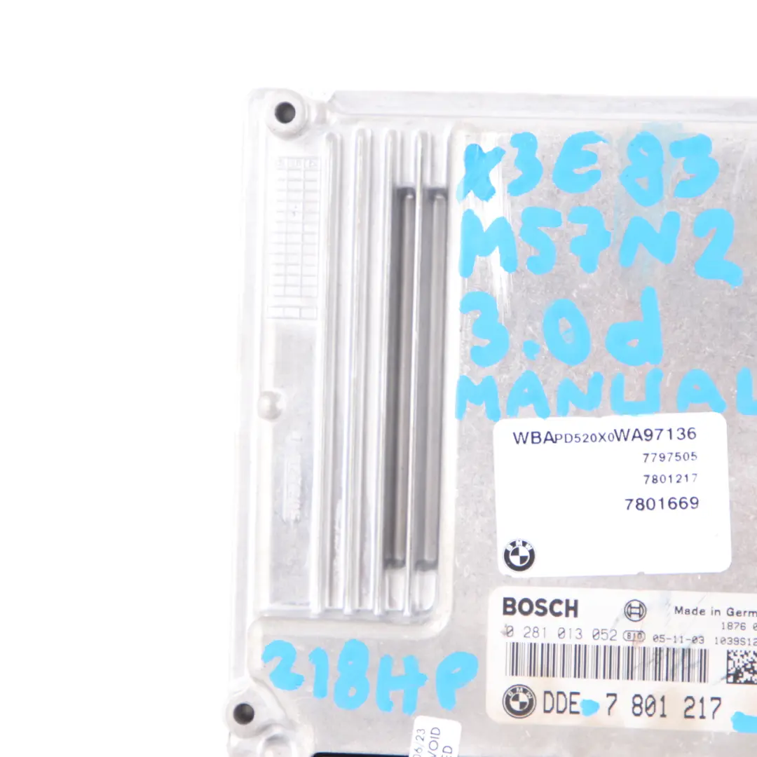 M57N2 218HP ECU Control Unit DME Manual to BMW X3 E83 3.0d with Part number 7801217 BMW X3 E83 3.0d M57N2 218HP ECU Control Unit DME Manual - SKU 7801217-5 - Part number 7801217