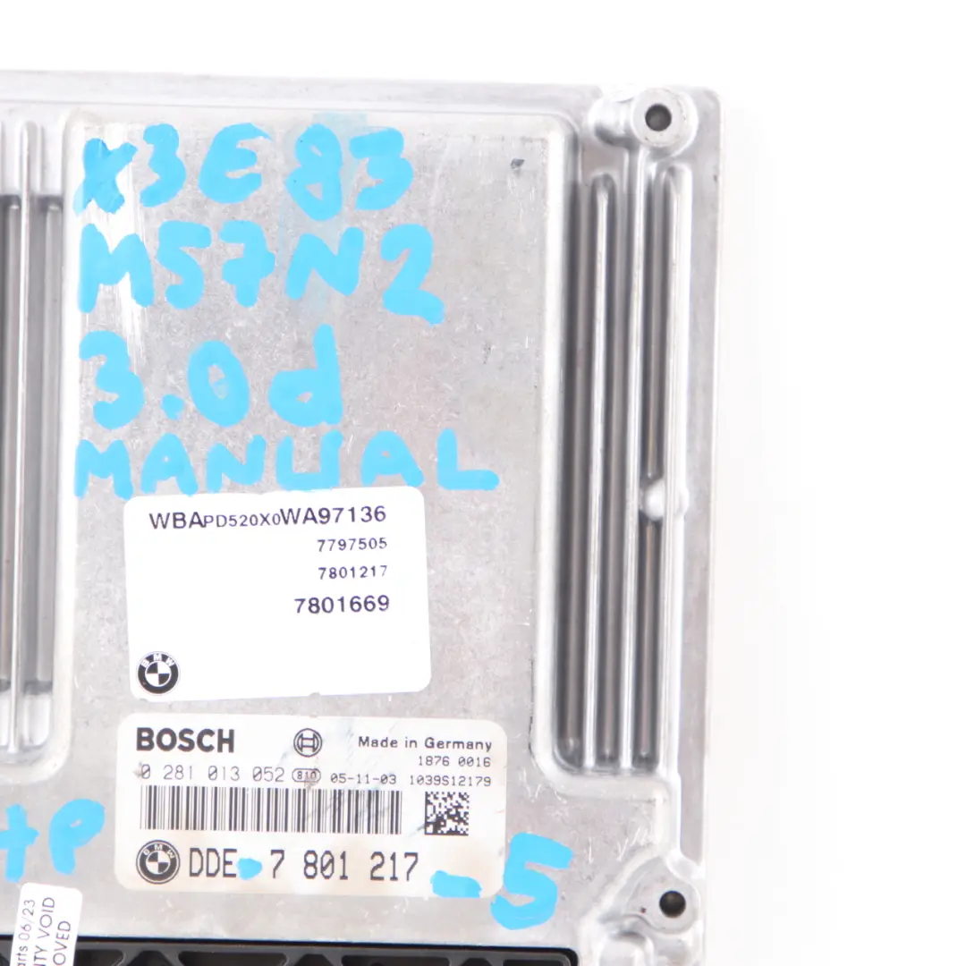 M57N2 218HP ECU Control Unit DME Manual to BMW X3 E83 3.0d with Part number 7801217 BMW X3 E83 3.0d M57N2 218HP ECU Control Unit DME Manual - SKU 7801217-5 - Part number 7801217
