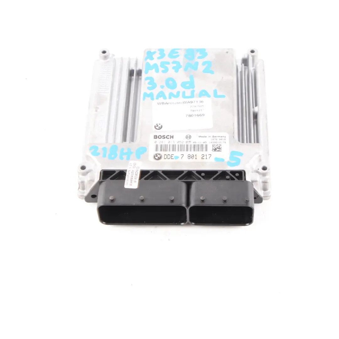 M57N2 218HP ECU Control Unit DME Manual to BMW X3 E83 3.0d with Part number 7801217 BMW X3 E83 3.0d M57N2 218HP ECU Control Unit DME Manual - SKU 7801217-5 - Part number 7801217