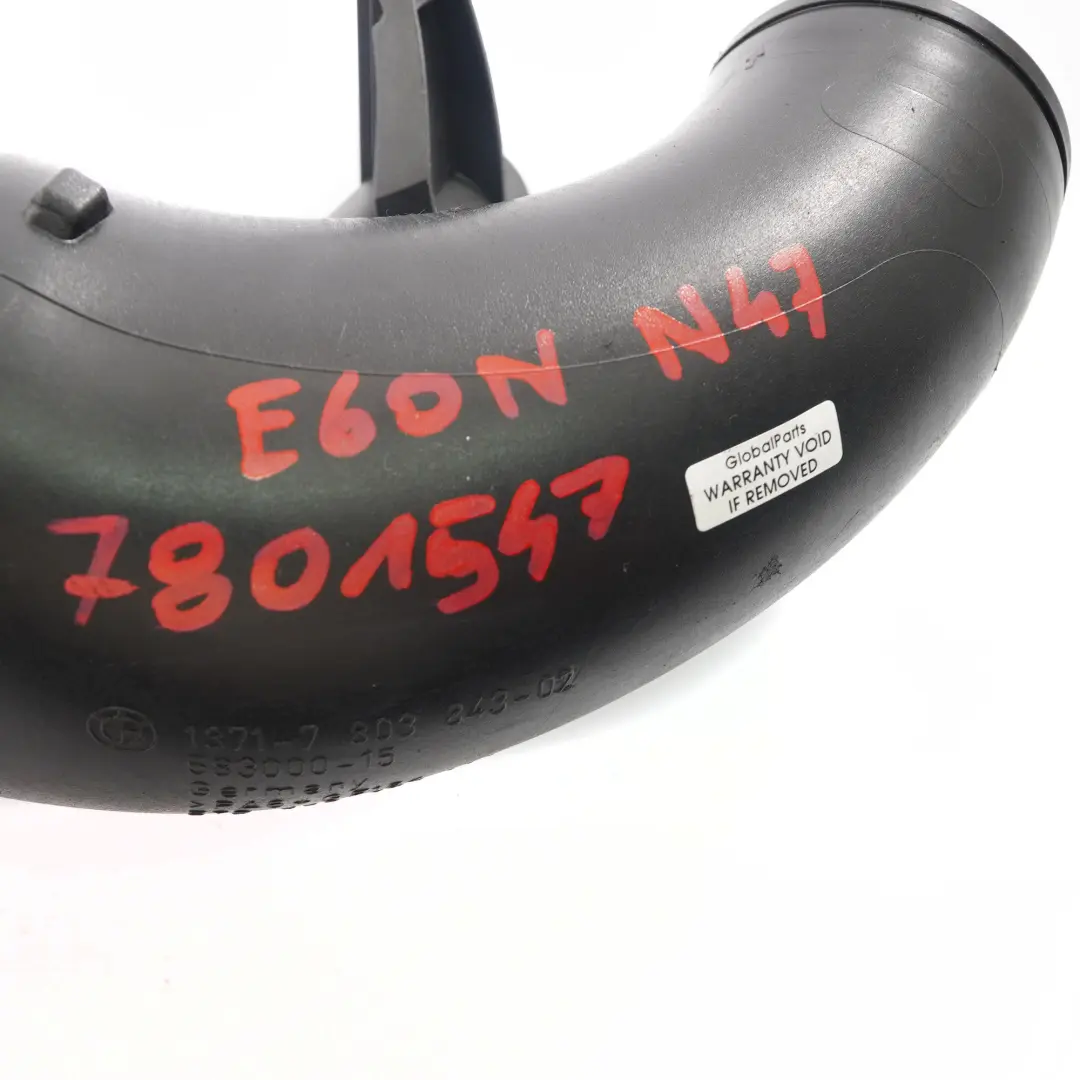 N47 Tubo di aspirazione aria filtrata 7803843 per BMW E60 E61 LCI 520d con numero di parte 7801547 BMW E60 E61 LCI 520d N47 Tubo di aspirazione aria filtrata 7803843 - SKU 7801547 - Numero di parte 7801547
