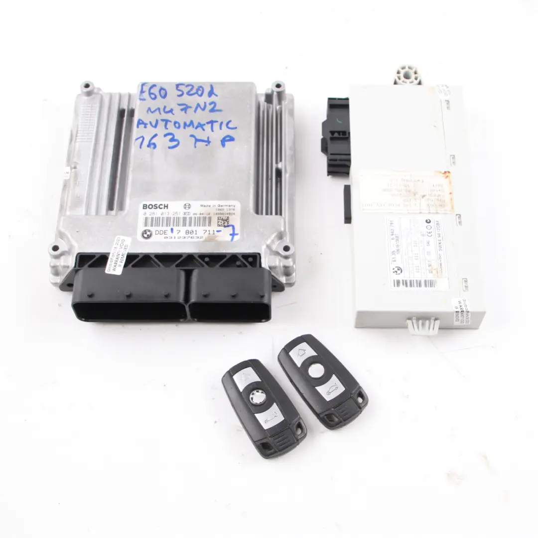 M47N2 ECU Control Unit Kit DDE 7801711 CAS2 Keys to BMW E60 E87 E90 120d 320d 520d with Part number 7808125 BMW E60 E87 E90 120d 320d 520d M47N2 ECU Control Unit Kit DDE 7801711 CAS2 Keys - SKU 7801711-7 - Part number 7808125