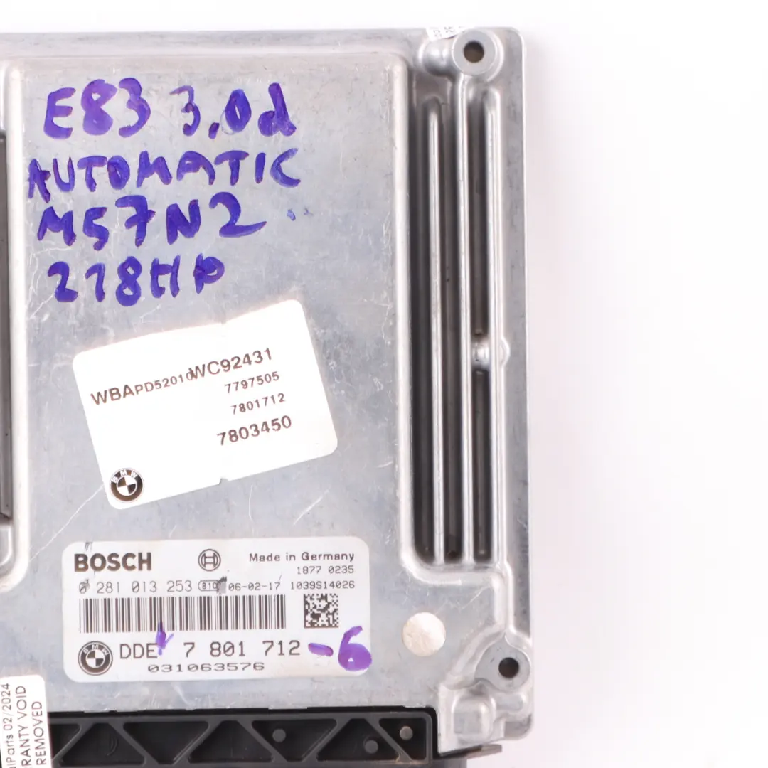 BMW E83 3.0d M57N2 Engine Control Unit Module DDE Automatic - SKU 7801712-6 - Part number 7801712 