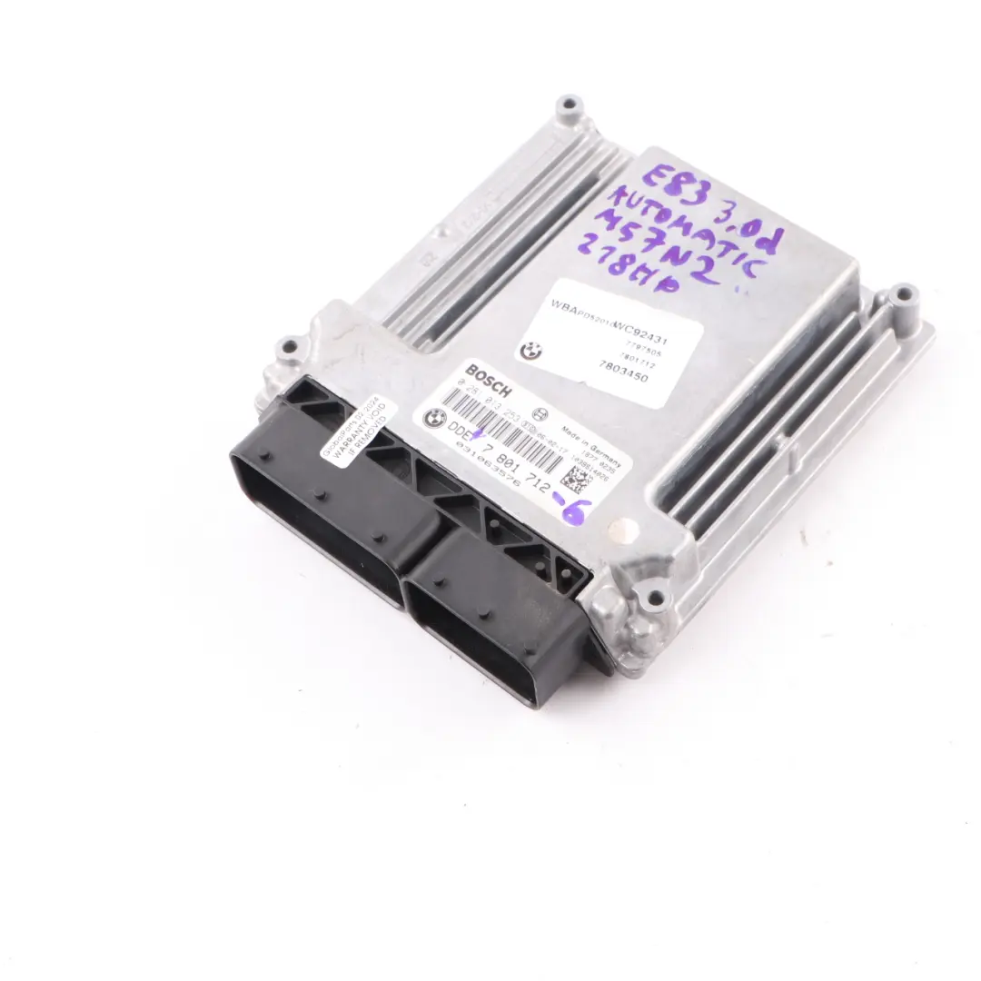 M57N2 Engine Control Unit Module DDE Automatic to BMW E83 3.0d with Part number 7801712 BMW E83 3.0d M57N2 Engine Control Unit Module DDE Automatic - SKU 7801712-6 - Part number 7801712