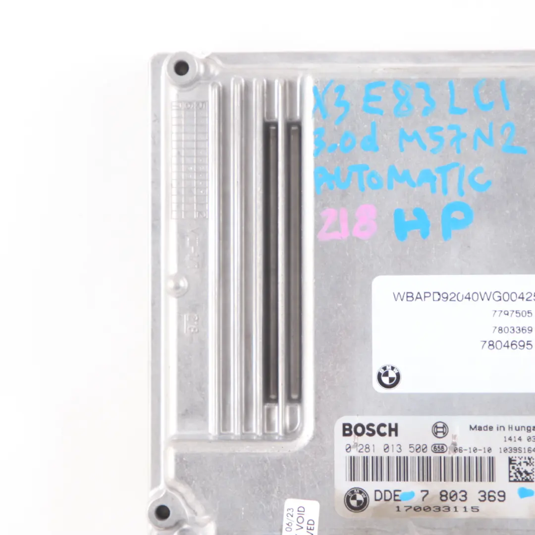 M57N2 218HP ECU Engine Unit DDE CAS3 + Key Automatic to BMW E83 LCI 3.0d with Part number 7803369 BMW E83 LCI 3.0d M57N2 218HP ECU Engine Unit DDE CAS3 + Key Automatic - SKU 7803369-7 - Part number 7803369