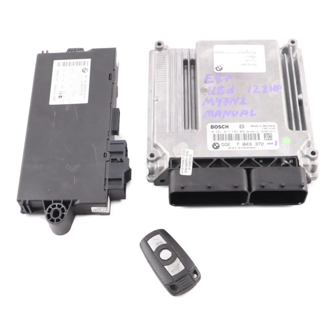M47N2 122HP Engine ECU KIT DDE CAS3 Key to BMW E87 E90 E91 118d 318d with Part number 7803372 BMW E87 E90 E91 118d 318d M47N2 122HP Engine ECU KIT DDE CAS3 Key - SKU 7803372-1 - Part number 7803372