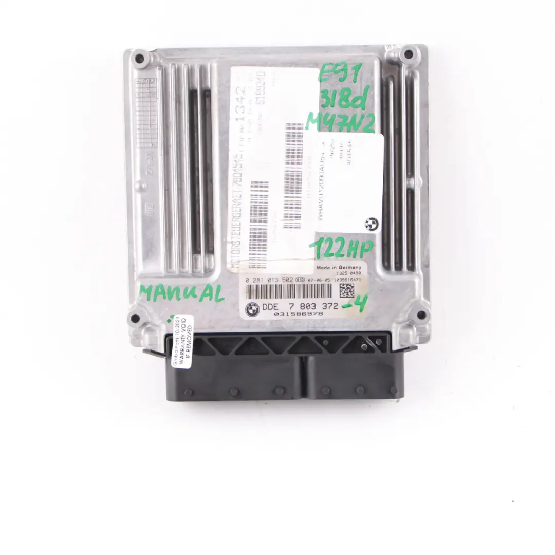 BMW E87 E90 E91 118d 318d M47N2 122HP Engine ECU KIT DDE CAS3 + Key - SKU 7803372-4 - Part number 7803372