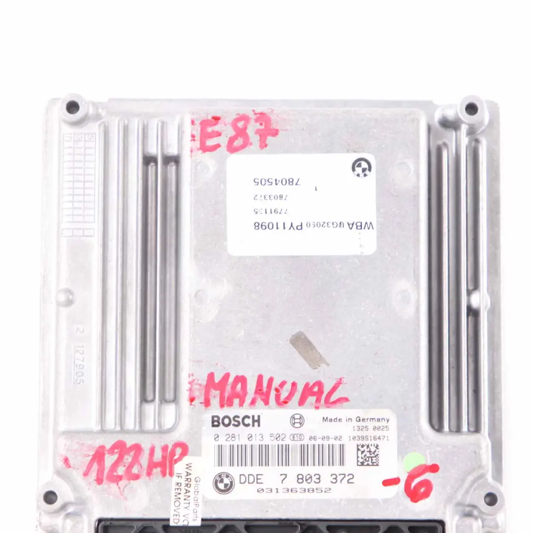 M47N2 122HP Engine Unit Module ECU DDE Manual to BMW E87 E90 E91 118d 318d with Part number 7803372 BMW E87 E90 E91 118d 318d M47N2 122HP Engine Unit Module ECU DDE Manual - SKU 7803372-6 - Part number 7803372