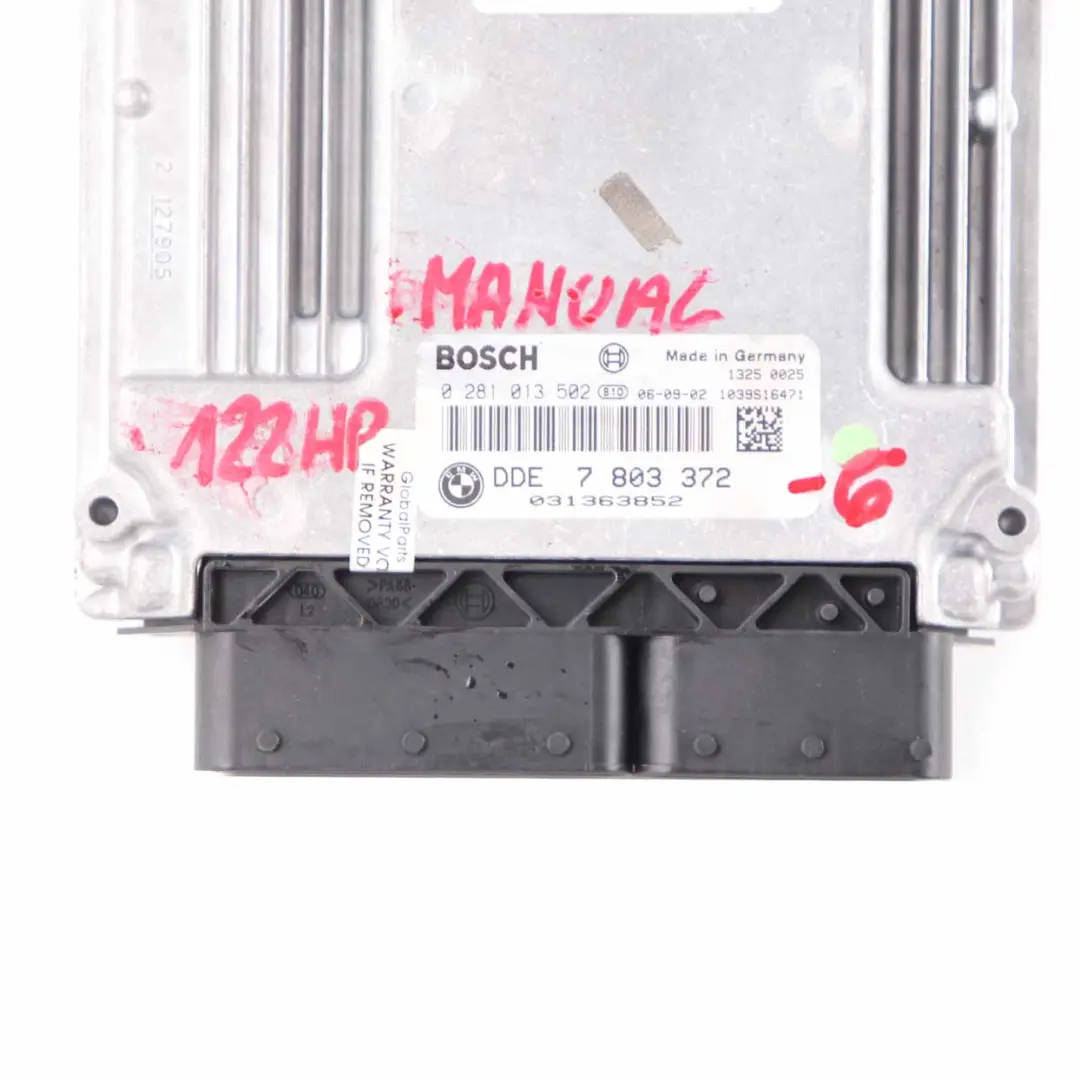 BMW E87 E90 E91 118d 318d M47N2 122HP Engine Unit Module ECU DDE Manual - SKU 7803372-6 - Part number 7803372