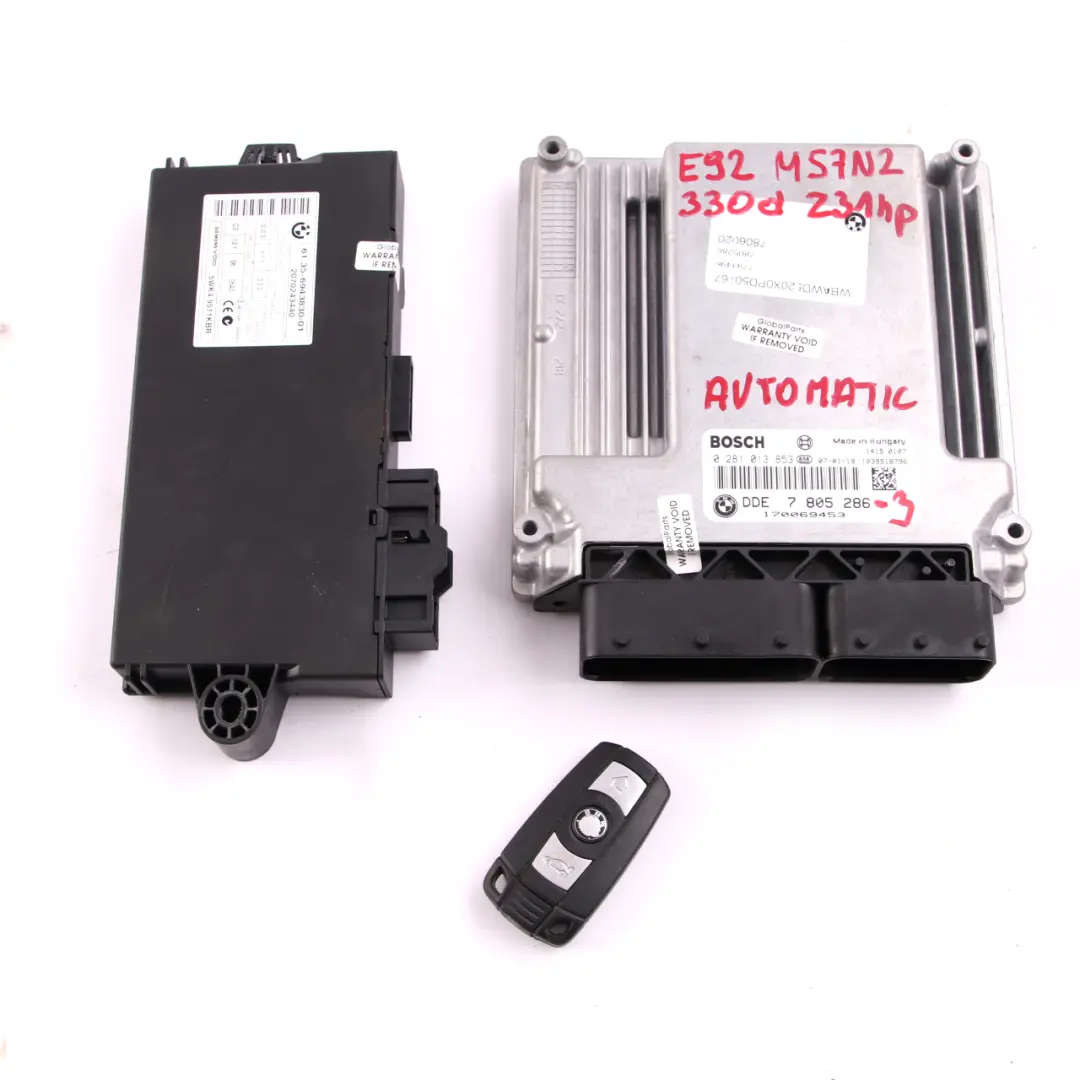  £BMW E92 E93 330d M57N2 231HP Engine ECU Kit DDE + CAS3 + Key Automatic - SKU 7805286-3 - Part number 7805286