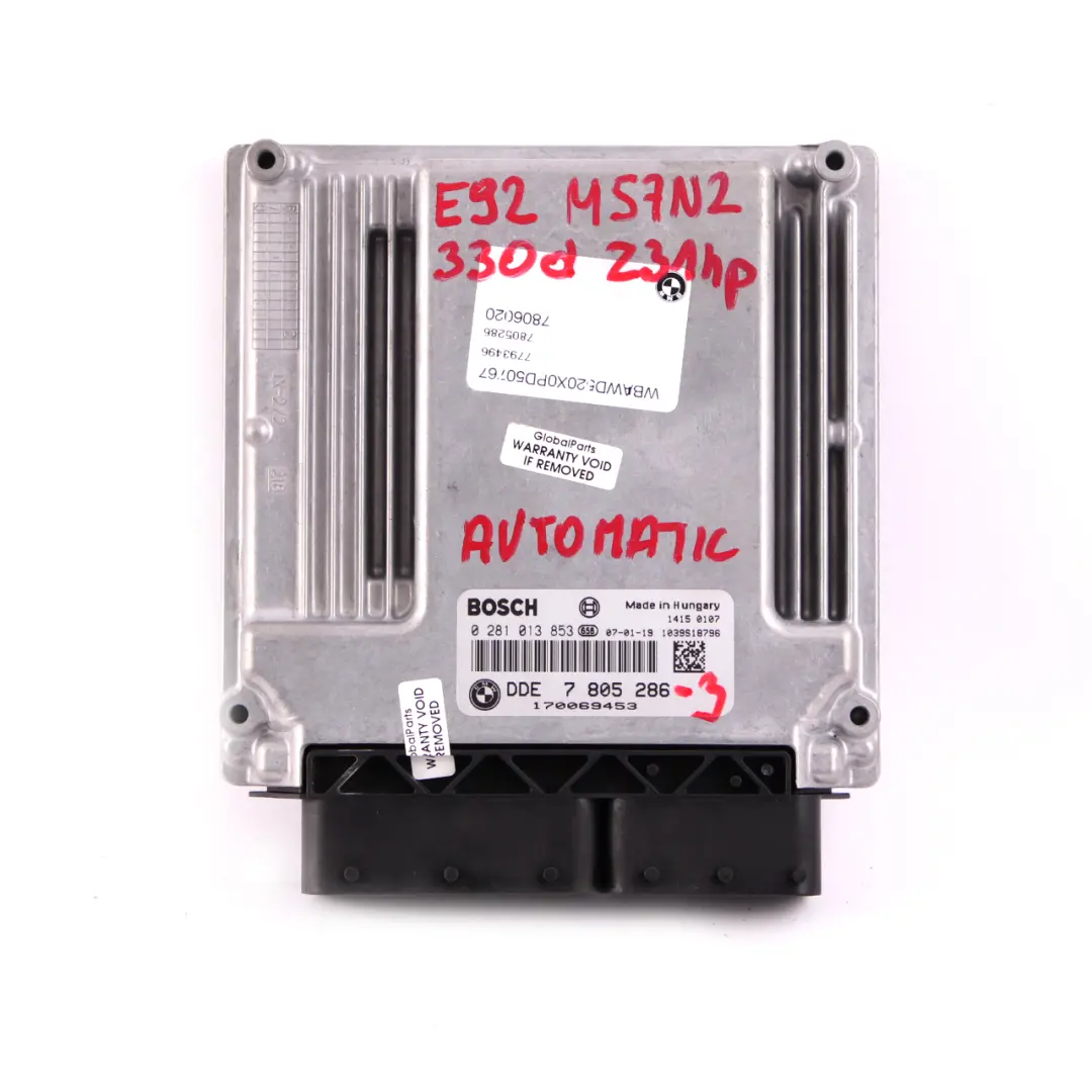  £BMW E92 E93 330d M57N2 231HP Engine ECU Kit DDE + CAS3 + Key Automatic - SKU 7805286-3 - Part number 7805286