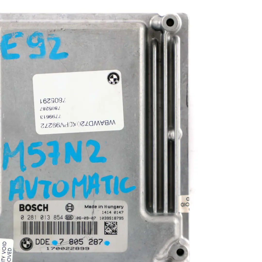 BMW E60 E90 X5 E70 3.0sd 335d 535d M57N2 Motore ECU DDE Automatico - SKU 7805287 - Numero di parte 7805287