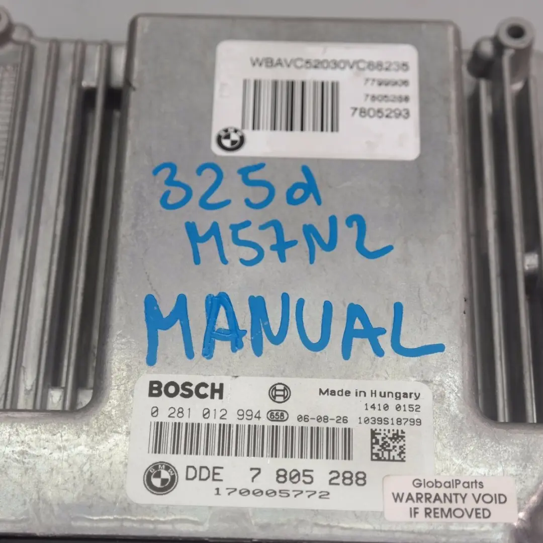 BMW E60 LCI E90 E91 E92 325d 525d M57N2 Engine ECU KIT DDE + CAS 3 KEY - SKU 7805288 - Part number 7805288