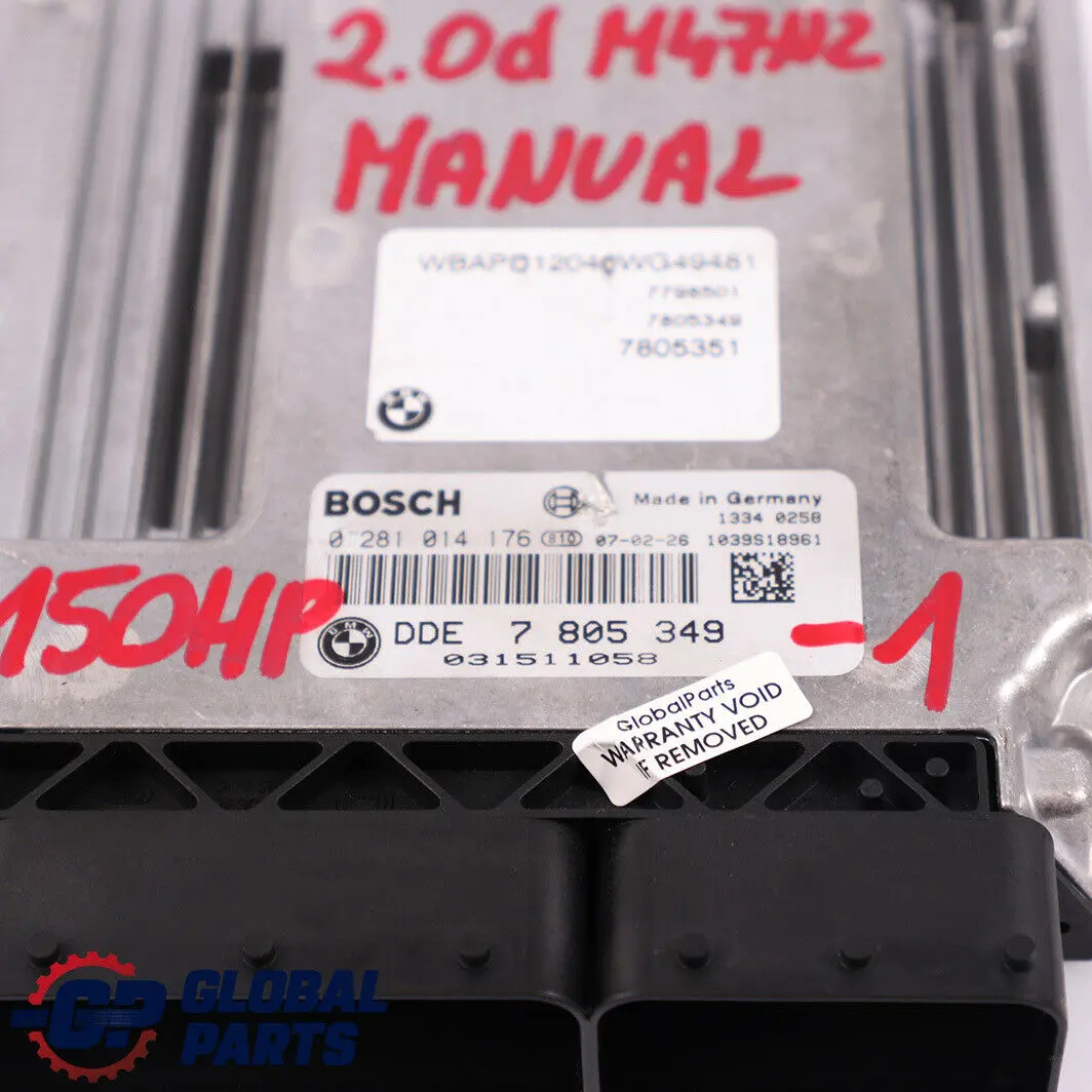 M47N2 2.0d 150HP ECU Kit DDE + EWS4 + Llave Manual para BMW E83 LCI con número de pieza 7805349 BMW E83 LCI M47N2 2.0d 150HP ECU Kit DDE + EWS4 + Llave Manual - SKU 7805349-1 - Número de pieza 7805349