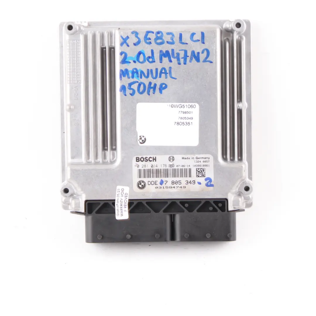 BMW X3 E83 LCI M47N2 2.0d 150HP ECU Kit DDE EWS4 Key Manual - SKU 7805349-2 - Part number 7805349