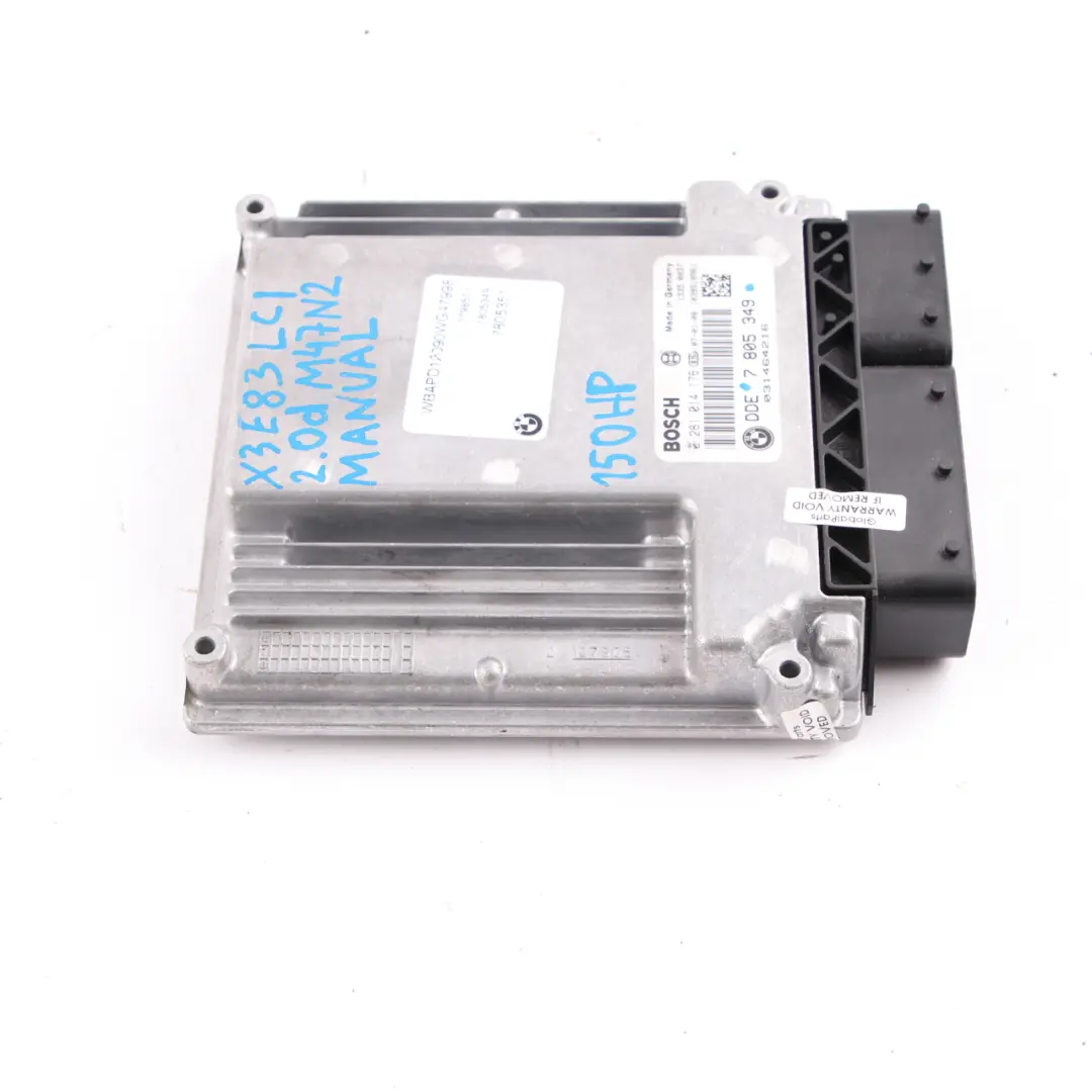 BMW X3 E83 LCI M47N2 2.0d 150HP Kit ECU DDE Transmisión Manual - SKU 7805349 - Número de pieza 7805349