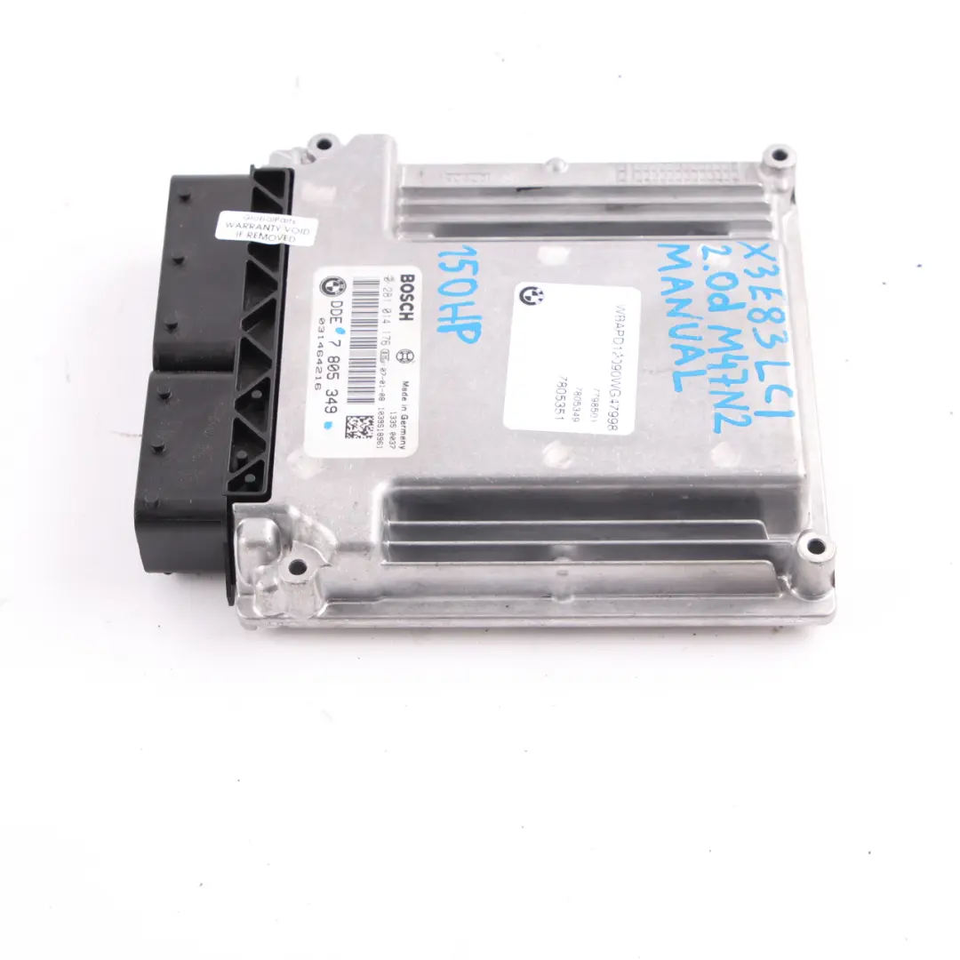 BMW X3 E83 LCI M47N2 2.0d 150HP Kit ECU DDE Transmisión Manual - SKU 7805349 - Número de pieza 7805349