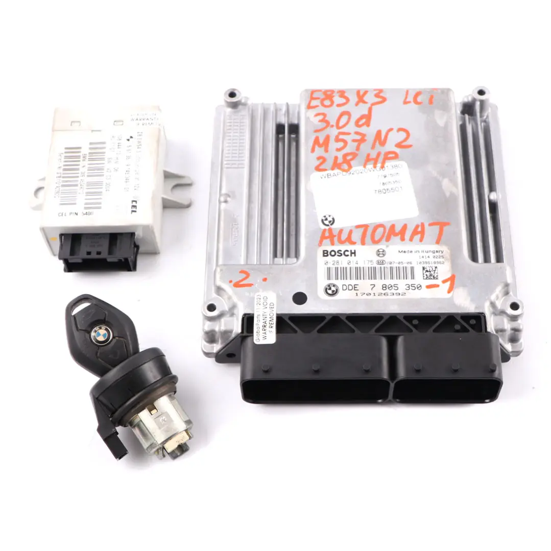 M57N2 218HP ECU Kit DDE + EWS + Key Automatic to BMW X3 Series E83 3.0d with Part number 7805350 BMW X3 Series E83 3.0d M57N2 218HP ECU Kit DDE + EWS + Key Automatic - SKU 7805350-1 - Part number 7805350