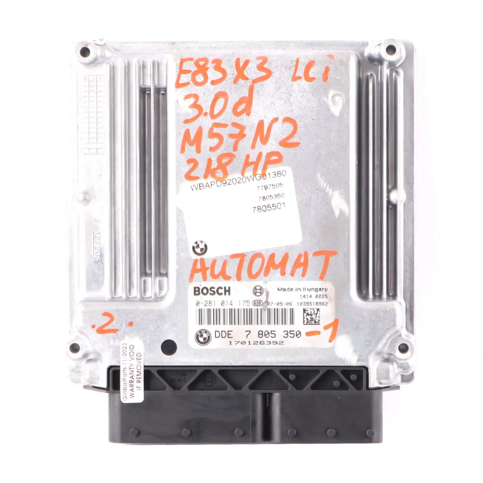 M57N2 218HP ECU Kit DDE + EWS + Key Automatic to BMW X3 Series E83 3.0d with Part number 7805350 BMW X3 Series E83 3.0d M57N2 218HP ECU Kit DDE + EWS + Key Automatic - SKU 7805350-1 - Part number 7805350