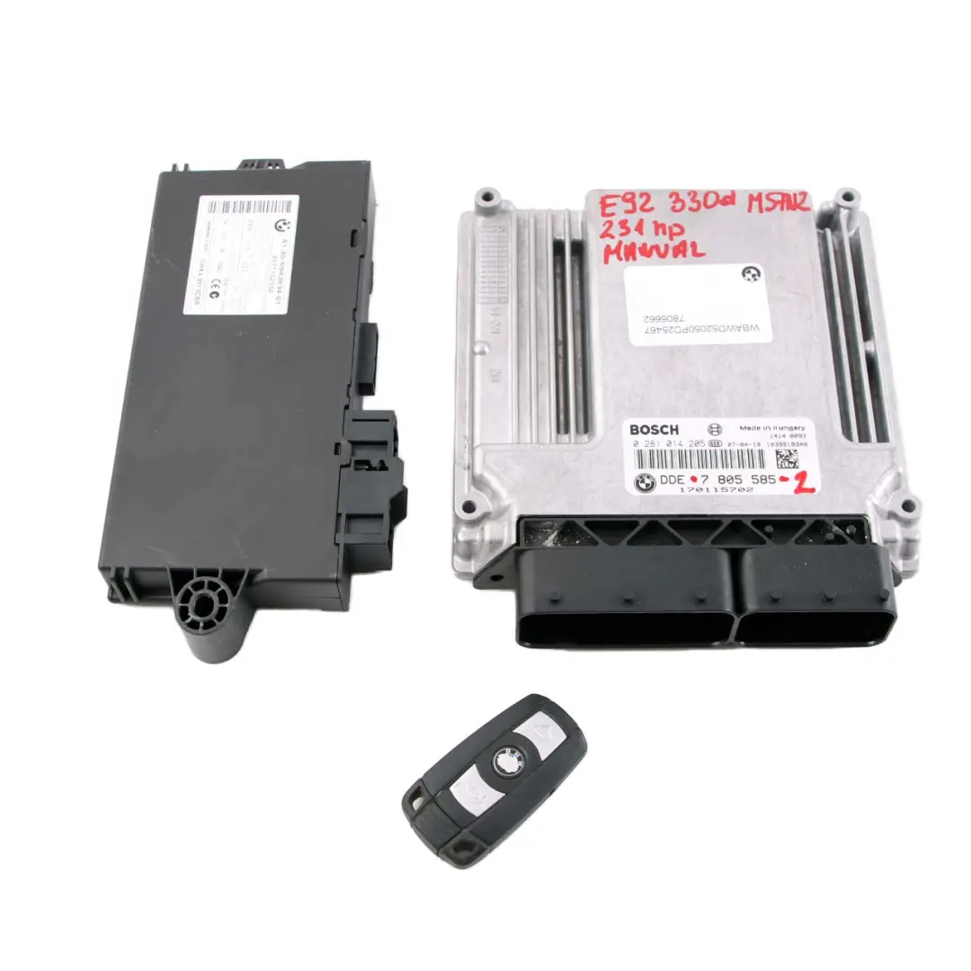 M57N2 231HP ECU Kit DDE + CAS3 + Key to BMW 3 Series E92 E93 Diesel 330d with Part number 7805585 BMW 3 Series E92 E93 Diesel 330d M57N2 231HP ECU Kit DDE + CAS3 + Key - SKU 7805585-2 - Part number 7805585