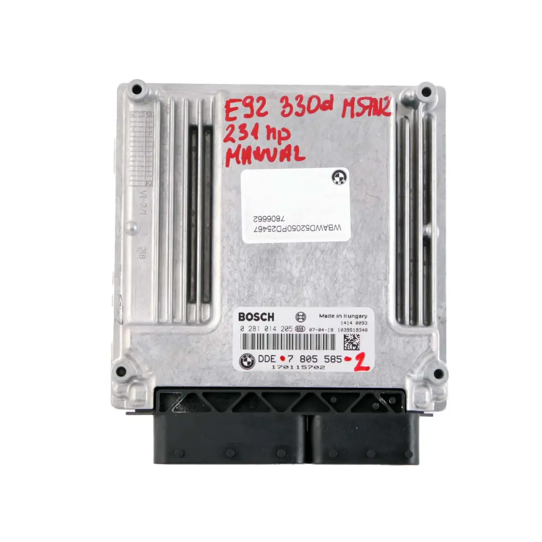 M57N2 231HP ECU Kit DDE + CAS3 + Key to BMW 3 Series E92 E93 Diesel 330d with Part number 7805585 BMW 3 Series E92 E93 Diesel 330d M57N2 231HP ECU Kit DDE + CAS3 + Key - SKU 7805585-2 - Part number 7805585
