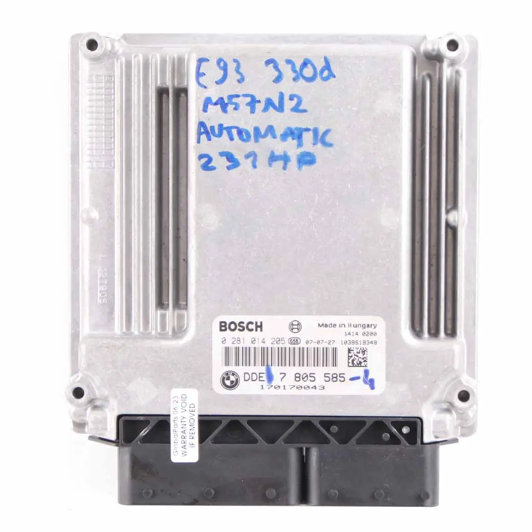 M57N2 231HP ECU Kit DDE + CAS3 + Key Automatic to BMW E92 E93 Diesel 330d with Part number 7805585 BMW E92 E93 Diesel 330d M57N2 231HP ECU Kit DDE + CAS3 + Key Automatic - SKU 7805585-4 - Part number 7805585