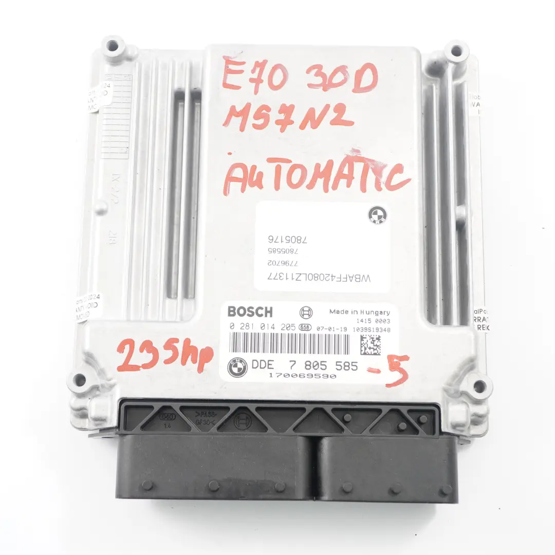 BMW X5 E70 3.0d M57N2 235PS Motor ECU Kit DDE CAS3 Schlüssel Automatik - SKU 7805585-5 - Teilenummer 7805585