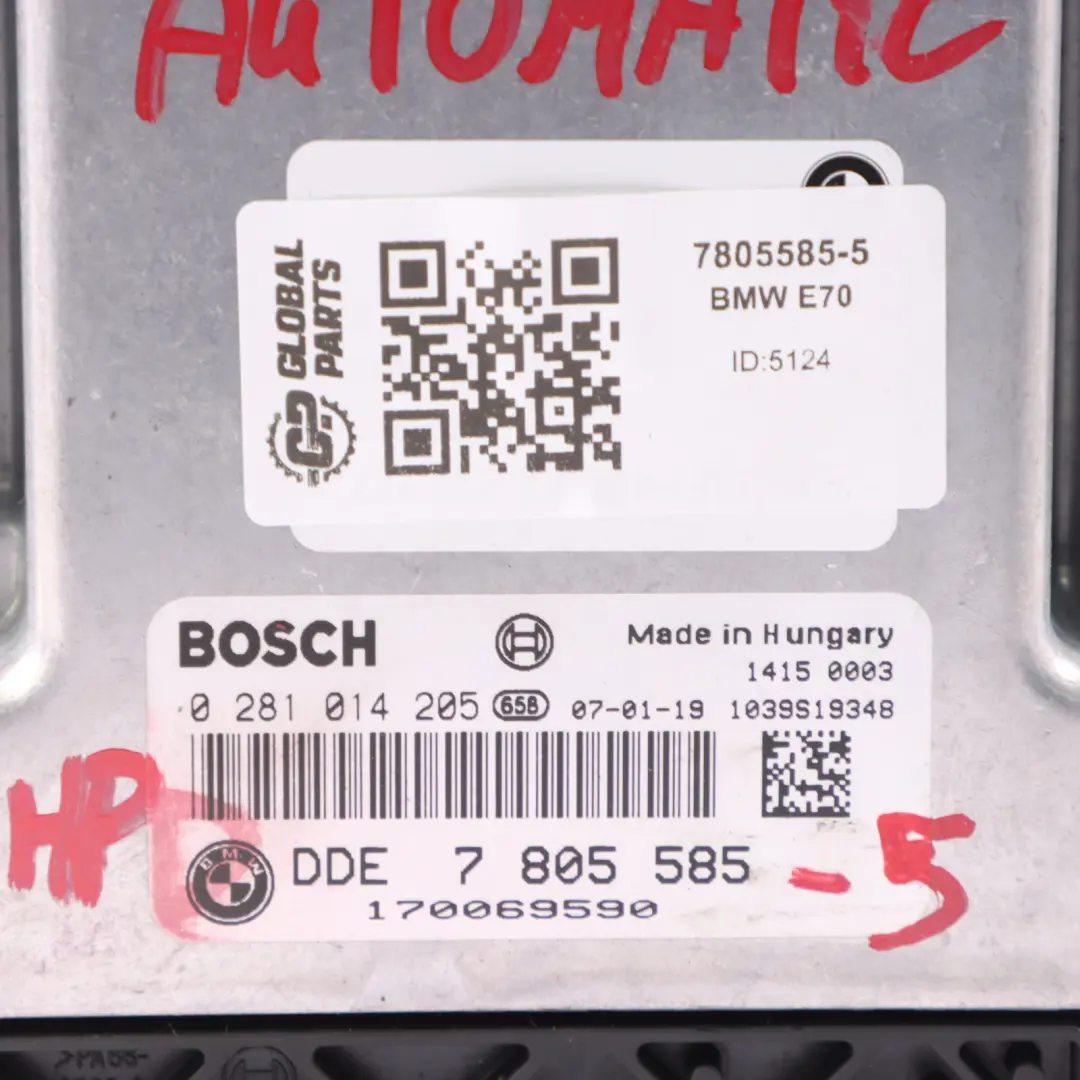BMW X5 E70 3.0d M57N2 235HP Engine Control Unit ECU DDE Automatic - SKU 7805585 - Part number 7805585