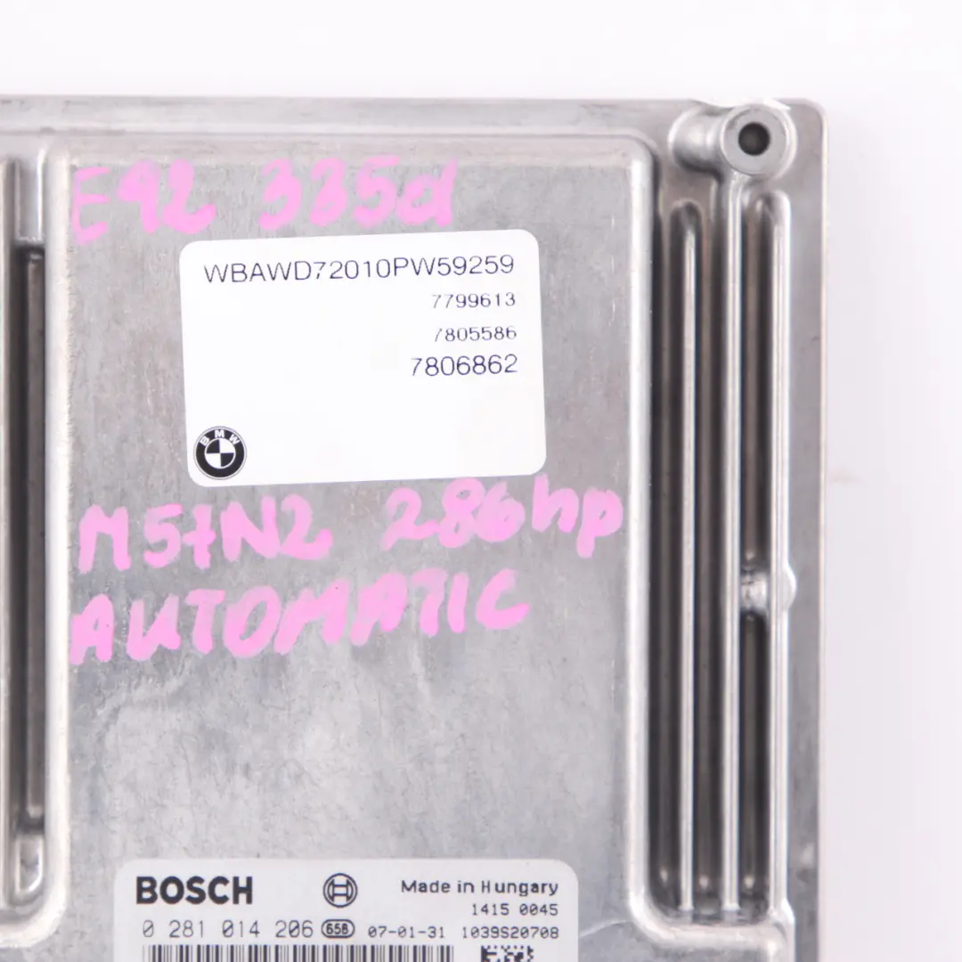 M57N2 Engine Control Unit Module ECU DDE Automatic to BMW E60 E90 335d 535d with Part number 7805586 BMW E60 E90 335d 535d M57N2 Engine Control Unit Module ECU DDE Automatic - SKU 7805586 - Part number 7805586
