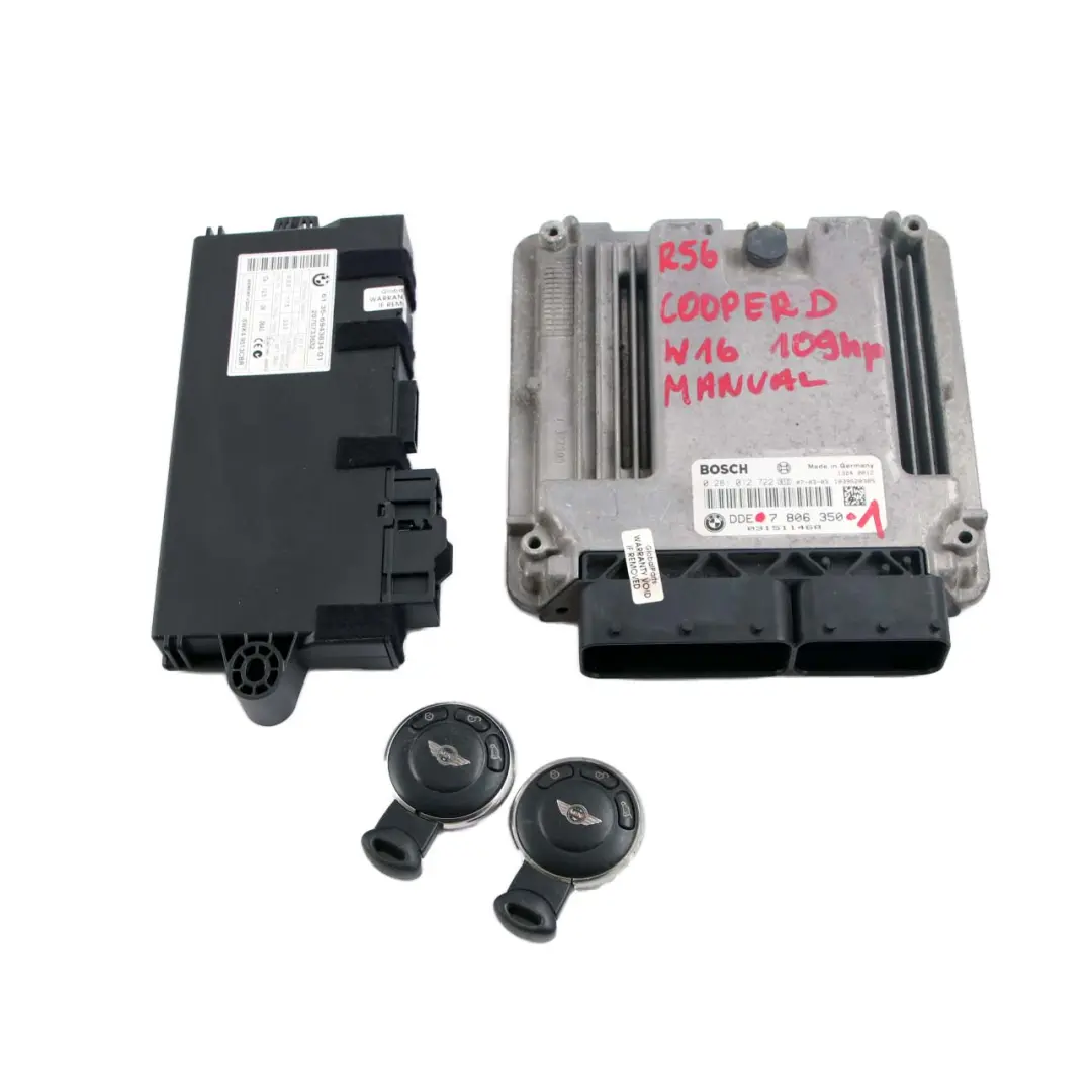 109HP ECU Kit DDE CAS3 + Key Manual to Mini Cooper D R55 R56 Diesel W16 1.6 with Part number 7806350 Mini Cooper D R55 R56 Diesel W16 1.6 109HP ECU Kit DDE CAS3 + Key Manual - SKU 7806350-1 - Part number 7806350