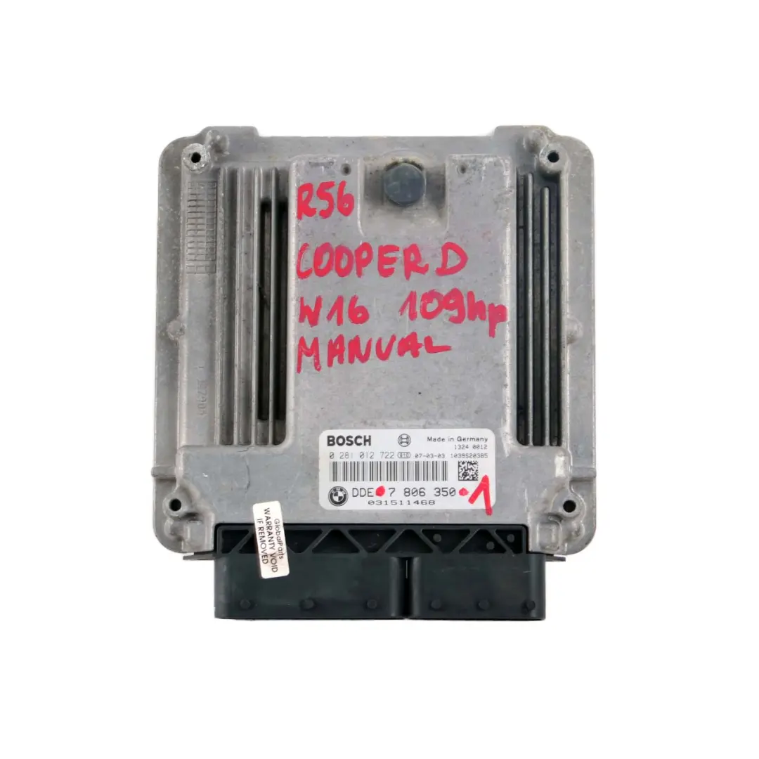 109HP ECU Kit DDE CAS3 + Key Manual to Mini Cooper D R55 R56 Diesel W16 1.6 with Part number 7806350 Mini Cooper D R55 R56 Diesel W16 1.6 109HP ECU Kit DDE CAS3 + Key Manual - SKU 7806350-1 - Part number 7806350
