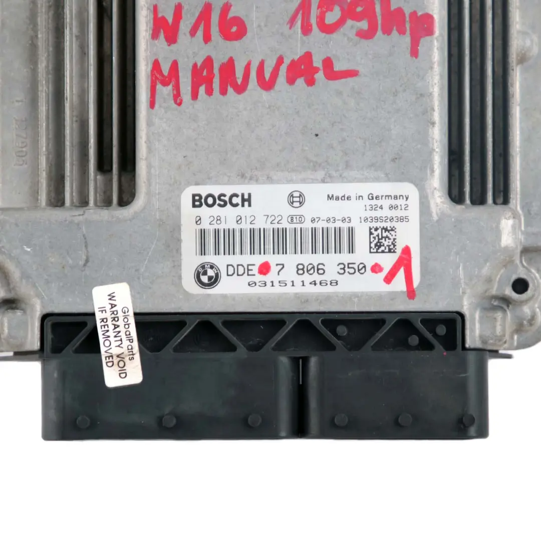 109HP ECU Kit DDE CAS3 + Key Manual to Mini Cooper D R55 R56 Diesel W16 1.6 with Part number 7806350 Mini Cooper D R55 R56 Diesel W16 1.6 109HP ECU Kit DDE CAS3 + Key Manual - SKU 7806350-1 - Part number 7806350