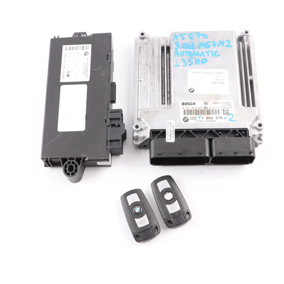 M57N2 235HP Engine Control Unit ECU KIT DDE CAS3 Keys to BMW X5 E70 3.0d with Part number 7806976 BMW X5 E70 3.0d M57N2 235HP Engine Control Unit ECU KIT DDE CAS3 Keys - SKU 7806976-2 - Part number 7806976