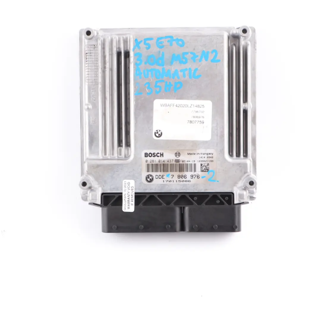 BMW X5 E70 3.0d M57N2 235PS ECU Motor Steuergerät DME + CAS3 + Schlüssel - SKU 7806976-2 - Teilenummer 7806976