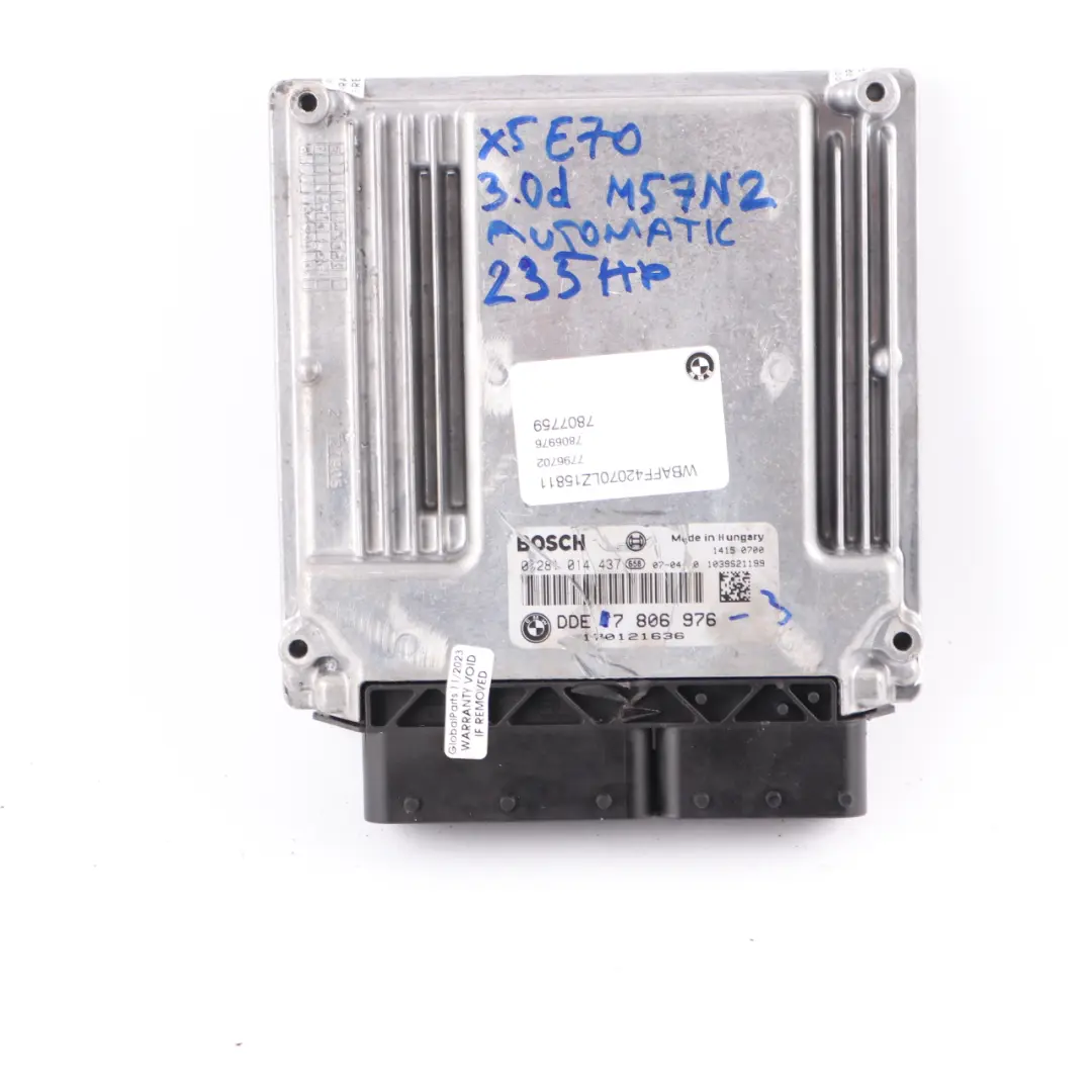 M57N2 235HP Engine Control ECU KIT DDE CAS3 Key Automatic to BMW E70 3.0d with Part number 7806976 BMW E70 3.0d M57N2 235HP Engine Control ECU KIT DDE CAS3 Key Automatic - SKU 7806976-3 - Part number 7806976