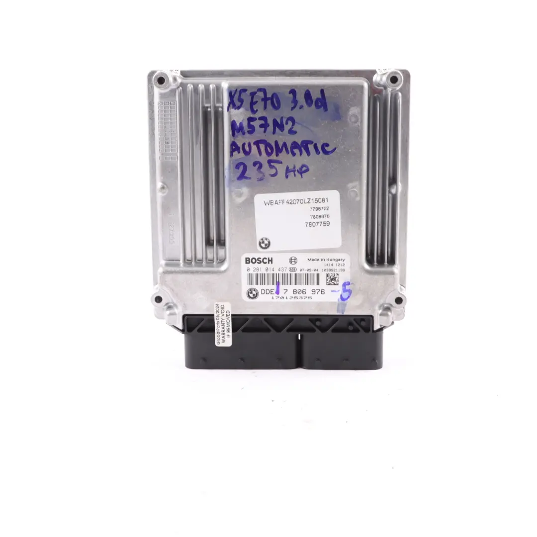BMW X5 E70 3.0d M57N2 235HP Engine Unit ECU Kit DDE CAS3 Key Automatic - SKU 7806976-5 - Part number 7806976