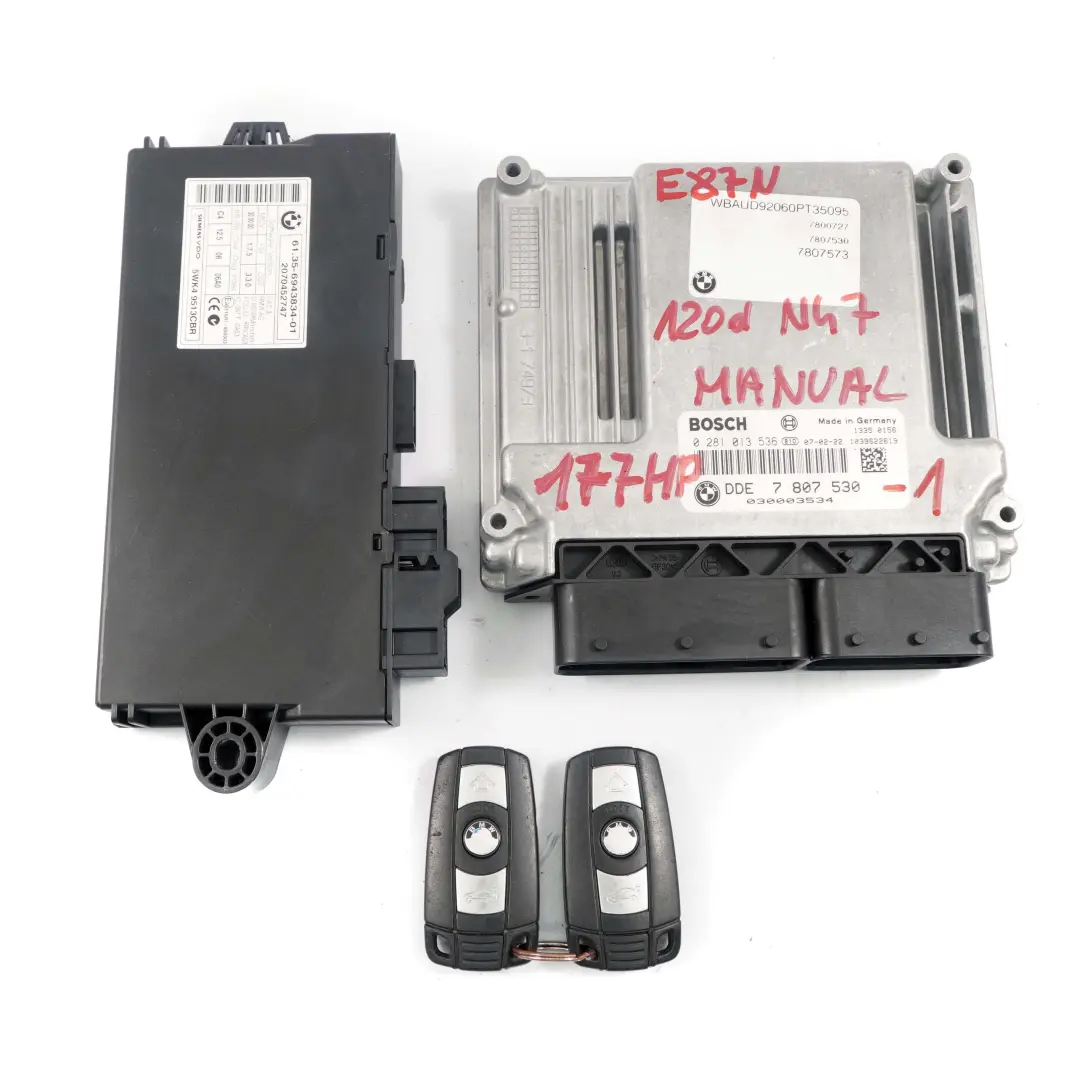 BMW E60 E87 E90 LCI 120d 320d 520d N47 Engine ECU Kit DDE CAS 3 + 2 Keys - SKU 7807530-1 - Part number 7807530