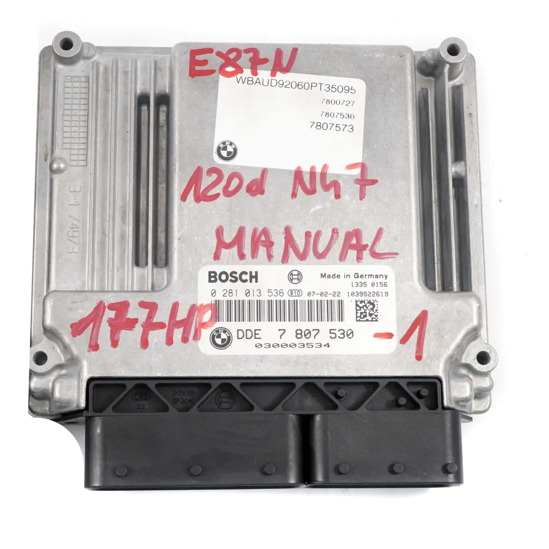 BMW E60 E87 E90 LCI 120d 320d 520d N47 Engine ECU Kit DDE CAS 3 + 2 Keys - SKU 7807530-1 - Part number 7807530