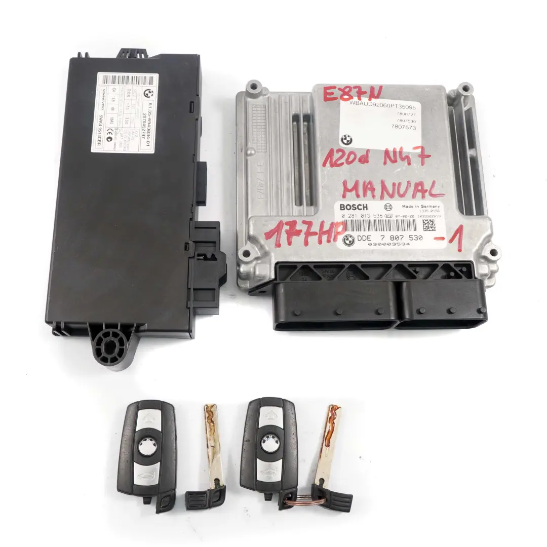 N47 Engine ECU Kit DDE CAS 3 + 2 Keys to BMW E60 E87 E90 LCI 120d 320d 520d with Part number 7807530 BMW E60 E87 E90 LCI 120d 320d 520d N47 Engine ECU Kit DDE CAS 3 + 2 Keys - SKU 7807530-1 - Part number 7807530
