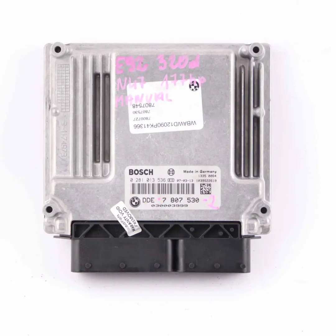 BMW E60 E87 E90 120d 320d 520d Engine N47 ECU Kit DDE CAS3 + Key Manual - SKU 7807530-2 - Part number 7807530