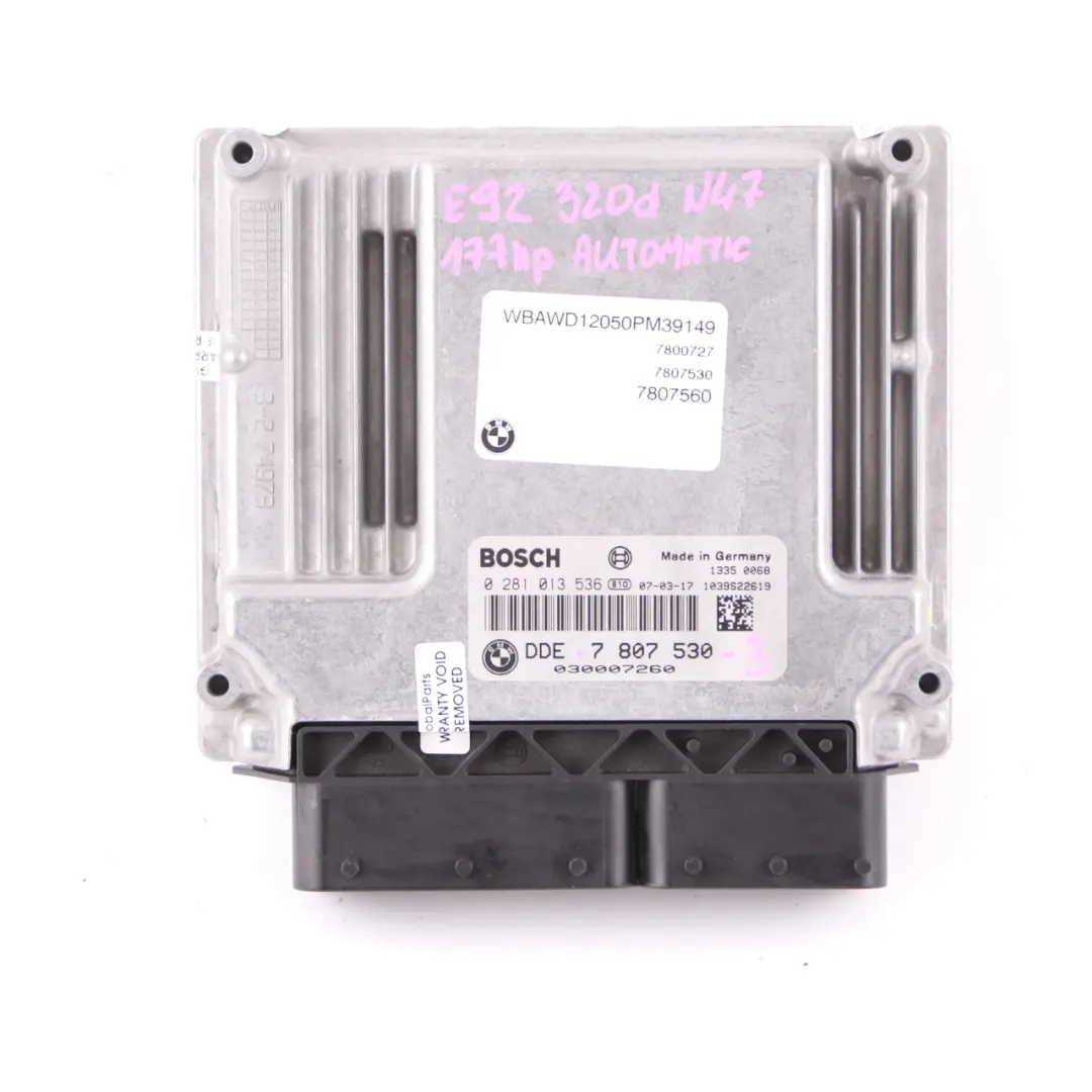 BMW E60 E87 E90 120d 320d 520d Engine N47 ECU Kit DDE CAS3 Key Automatic - SKU 7807530-3 - Part number 7807530