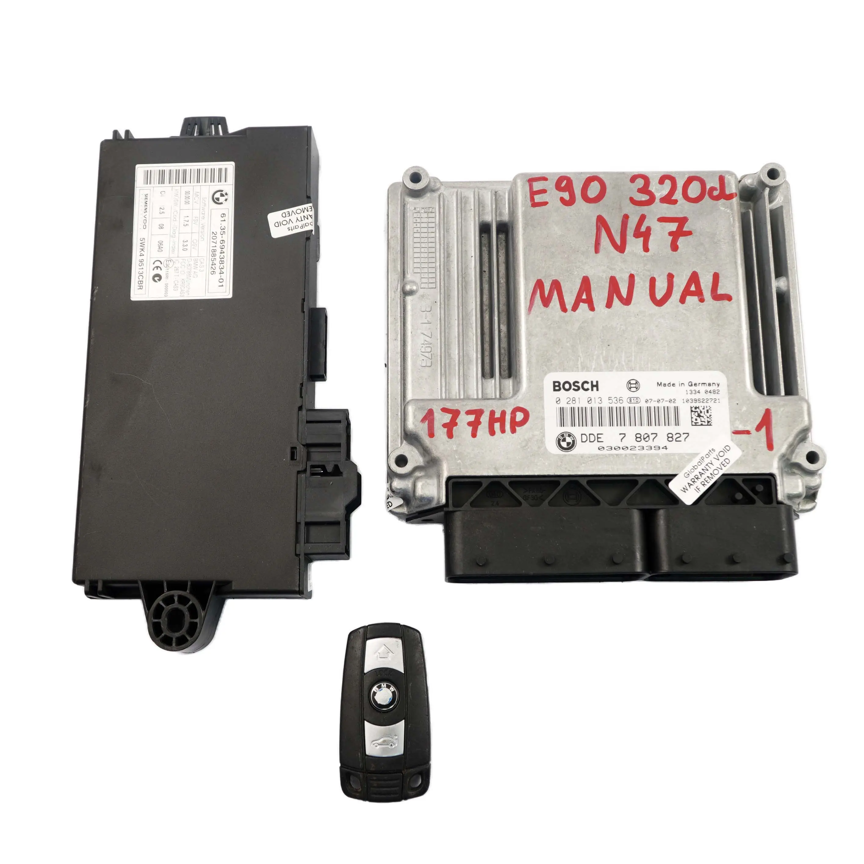 BMW 1 3 Series E87 E90 LCI 120d 320d N47 Diesel ECU Kit DDE 7807827 CAS3 Key