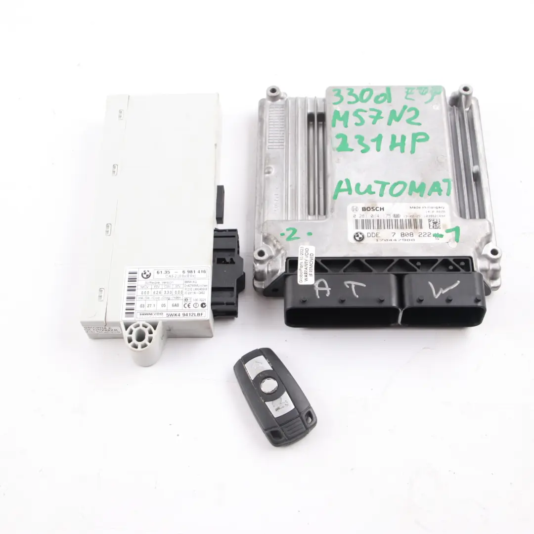 M57N2 Engine Control Unit ECU Kit DDE + CAS2 + Key to BMW E90 E91 with Part number 7808222 BMW E90 E91 M57N2 Engine Control Unit ECU Kit DDE + CAS2 + Key - SKU 7808222-1 - Part number 7808222