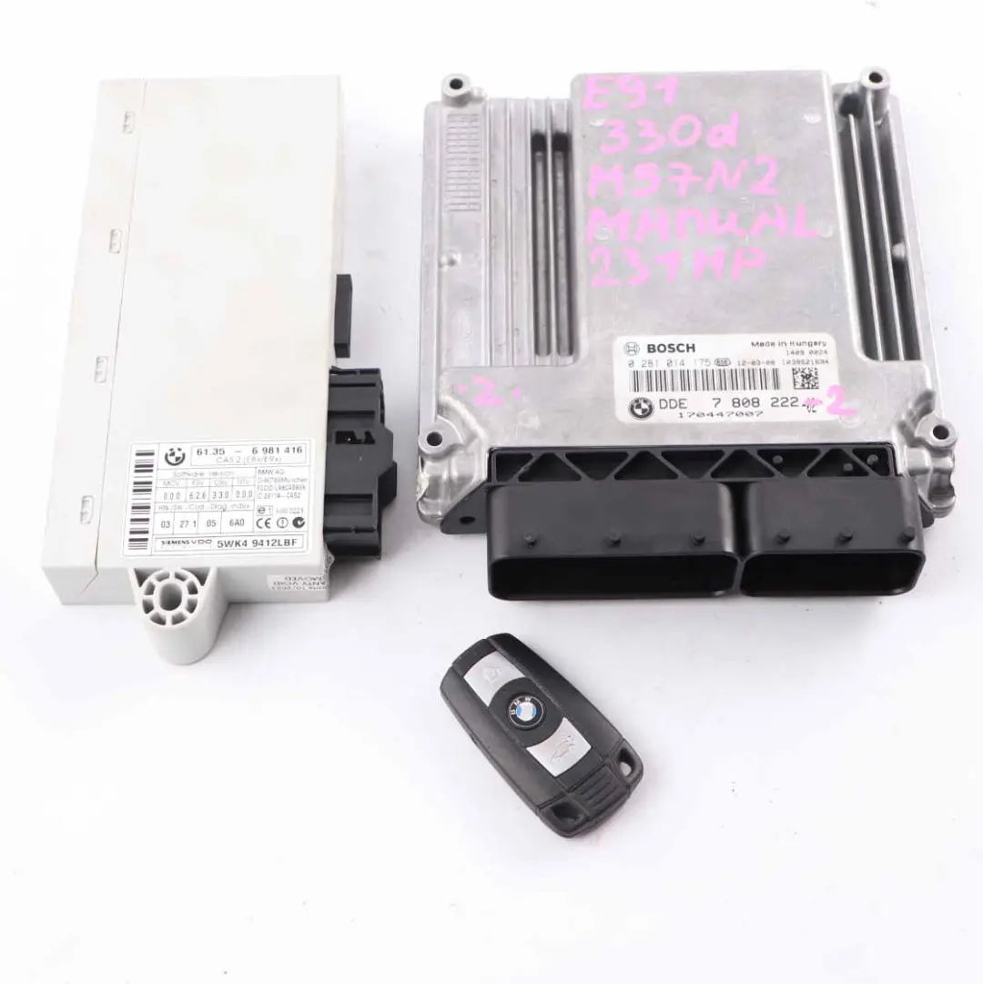 M57N2 330d 231HP Engine Unit ECU Kit DDE CAS2 Key Manual to BMW E90 E91 with Part number 7808222 BMW E90 E91 M57N2 330d 231HP Engine Unit ECU Kit DDE CAS2 Key Manual - SKU 7808222-2 - Part number 7808222
