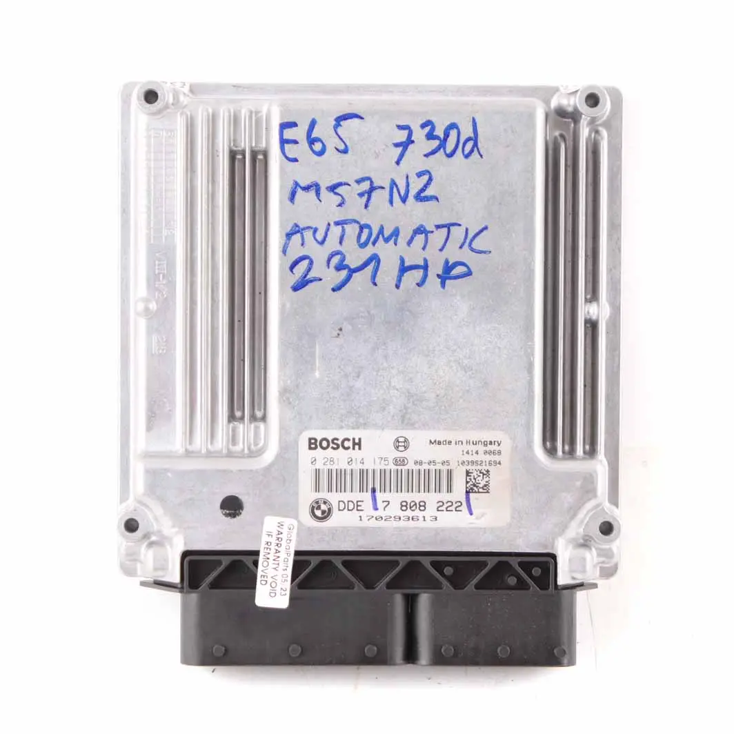 M57N2 Engine DDE Control Unit Automatic to BMW E60 E65 E90 330d 530d 730d with Part number 7808222 BMW E60 E65 E90 330d 530d 730d M57N2 Engine DDE Control Unit Automatic - SKU 7808222 - Part number 7808222
